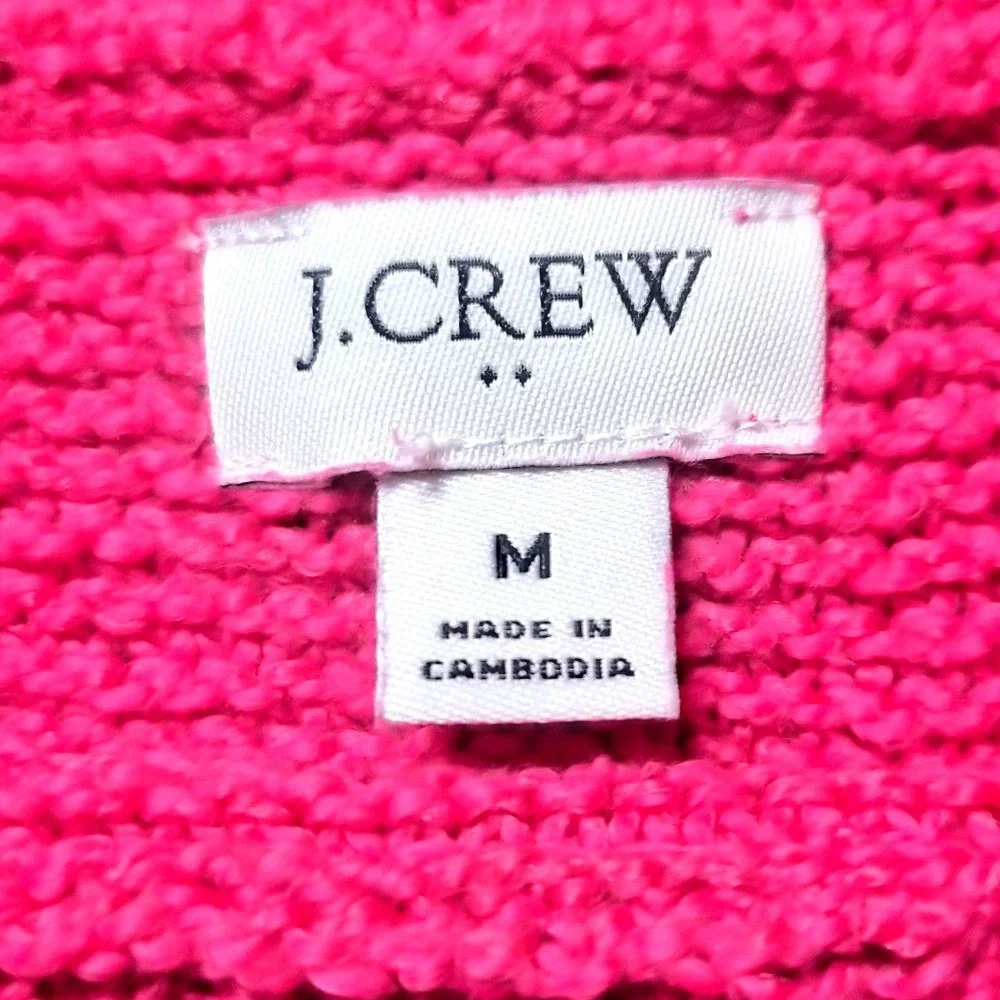 J.‎ Crew Mock Neck Cable Knit Sweater Bright Pink Women's Size M